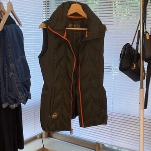 Michael Kors Olive Vest with Orange Detailing